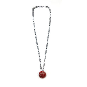 Red Circle Pendant-Necklaces-So Young Park-Pistachios