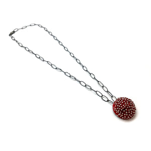 Red Circle Pendant-Necklaces-So Young Park-Pistachios
