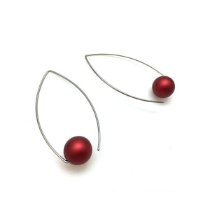 Red Inverted Sphere Sphere Earrings-Earrings-Ursula Muller-Pistachios