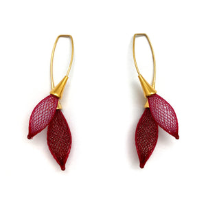 Red Nylon Twist Bulb Earrings-Earrings-Dorine Decayeux-Pistachios