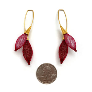 Red Nylon Twist Bulb Earrings-Earrings-Dorine Decayeux-Pistachios
