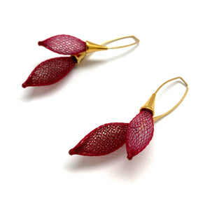 Red Nylon Twist Bulb Earrings-Earrings-Dorine Decayeux-Pistachios
