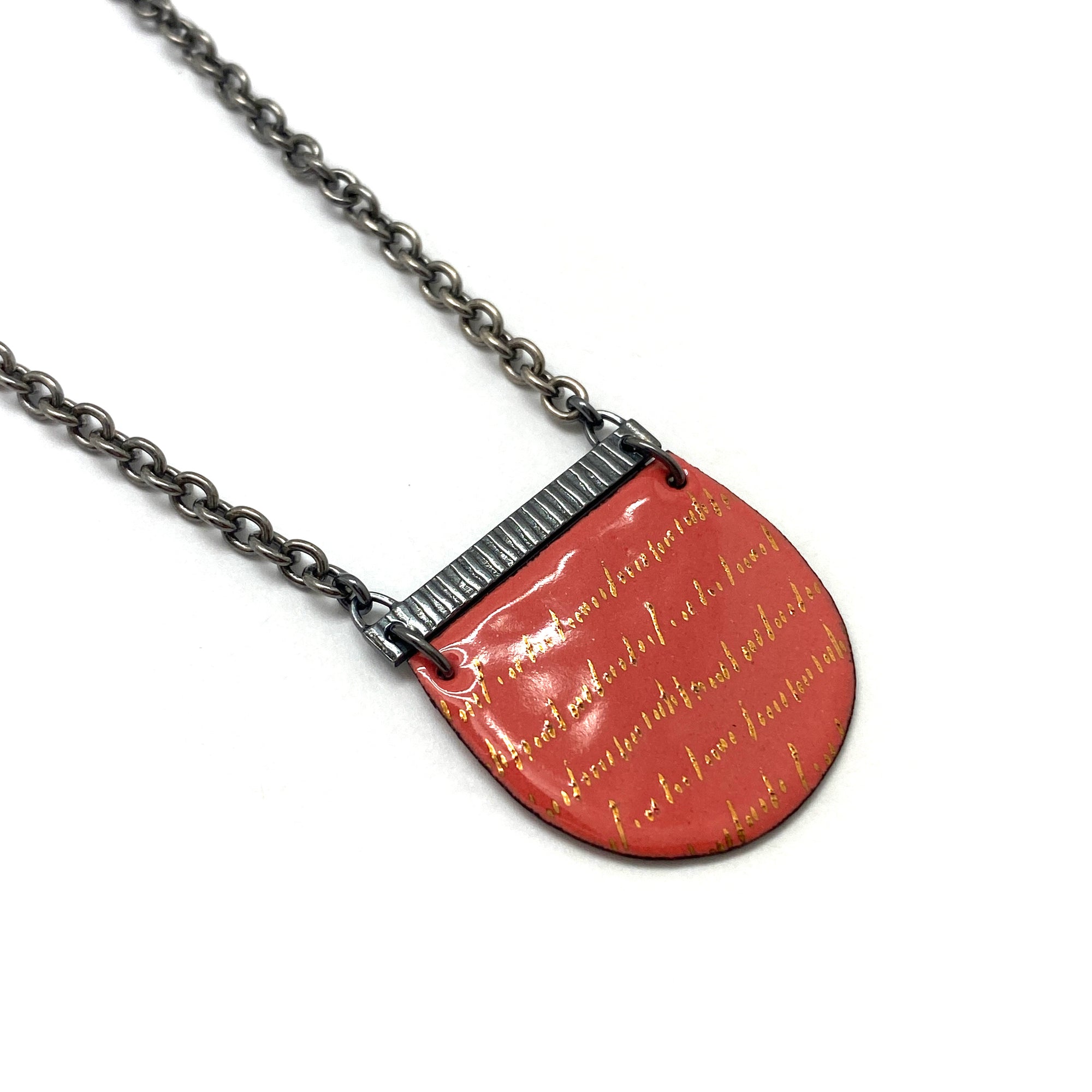 Red-Orange Enamel Necklace-Necklaces-Jenne Rayburn-Pistachios