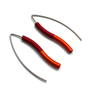 Red & Orange Wave Earrings-Earrings-Ursula Muller-Pistachios
