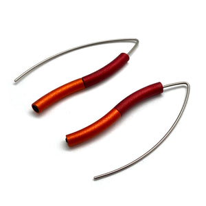Red & Orange Wave Earrings-Earrings-Ursula Muller-Pistachios