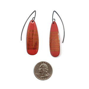 Red-Orange and Gold Enamel Earrings-Earrings-Jenne Rayburn-Pistachios