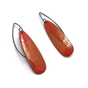 Red-Orange and Gold Enamel Earrings-Earrings-Jenne Rayburn-Pistachios