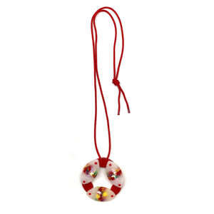 Red Pinwheel Pendant Necklace-Necklaces-Asami Watanabe-Pistachios