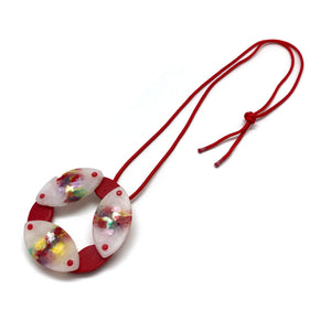 Red Pinwheel Pendant Necklace-Necklaces-Asami Watanabe-Pistachios