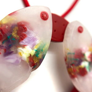 Red Pinwheel Pendant Necklace-Necklaces-Asami Watanabe-Pistachios