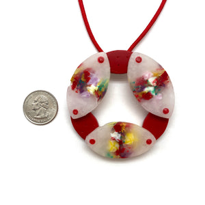 Red Pinwheel Pendant Necklace-Necklaces-Asami Watanabe-Pistachios