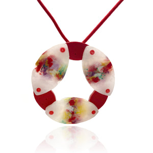 Red Pinwheel Pendant Necklace-Necklaces-Asami Watanabe-Pistachios