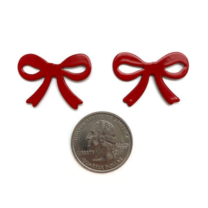 Red Ribbon Bow Studs-Earrings-Ashley Buchanan-Pistachios