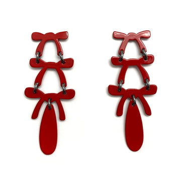 Red Ribbon Drop Earrings