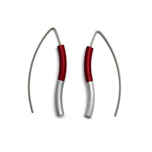 Red & Silver Wave Earrings-Earrings-Ursula Muller-Pistachios