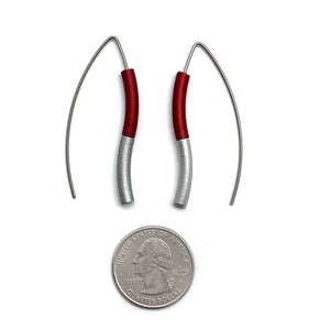 Red & Silver Wave Earrings-Earrings-Ursula Muller-Pistachios