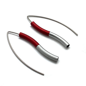 Red & Silver Wave Earrings-Earrings-Ursula Muller-Pistachios
