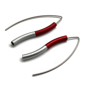 Red & Silver Wave Earrings-Earrings-Ursula Muller-Pistachios