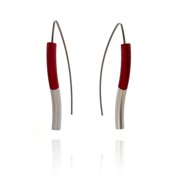 Red & Silver Wave Earrings