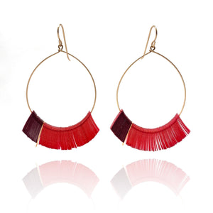 Red Tassel Sequin Earrings-Earrings-Giovanna Torrico-Pistachios