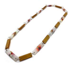 Red and Gold Rectangular Long Link Necklace-Necklaces-Asami Watanabe-Pistachios