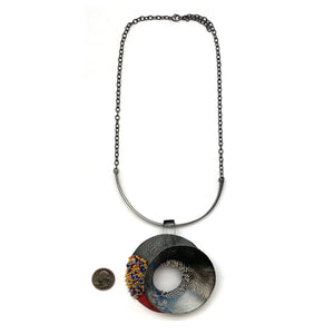 Red and Multi-Bead Silver Concave XL Collar Necklace-Necklaces-So Young Park-Pistachios