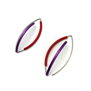 Red and Purple 3D Bow Earrings-Earrings-Ursula Muller-Pistachios