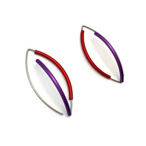 Red and Purple 3D Bow Earrings-Earrings-Ursula Muller-Pistachios