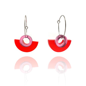 Red/Pink Mirror Earrings-Earrings-Marianne Villalobos-Pistachios