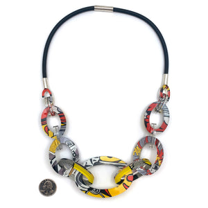 Reversible Pop Art Graduated Oval Chain-Necklaces-Jennifer Merchant-Pistachios