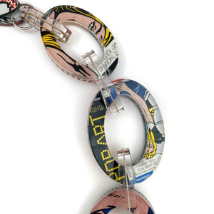 Reversible Pop Art Graduated Oval Chain Link Necklace-Necklaces-Jennifer Merchant-Pistachios