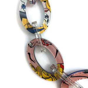 Reversible Pop Art Graduated Oval Chain Link Necklace-Necklaces-Jennifer Merchant-Pistachios