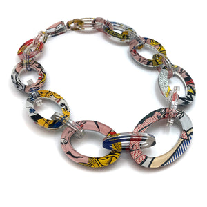 Reversible Pop Art Graduated Oval Chain Link Necklace-Necklaces-Jennifer Merchant-Pistachios