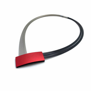 Reversible Red & Black Multi-Layer V Necklace-Necklaces-Ursula Muller-Pistachios