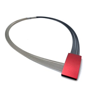 Reversible Red & Black Multi-Layer V Necklace-Necklaces-Ursula Muller-Pistachios