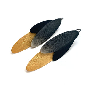 Riticulated Black and Gold Triplet Earrings-Earrings-Anna Krol-Pistachios