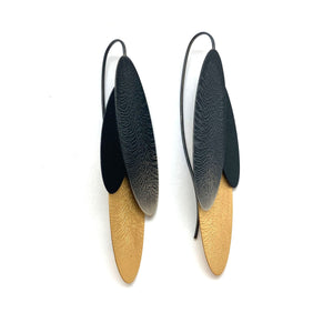 Riticulated Black and Gold Triplet Earrings-Earrings-Anna Krol-Pistachios