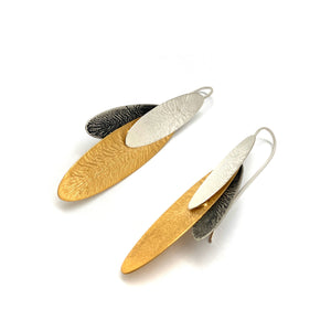 Riticulated Silver and Gold Vermeil Triplet Earrings-Earrings-Anna Krol-Pistachios