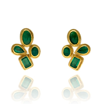 Rose Cut Emerald Stud Earrings