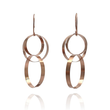 Rose Gold Interlocking Hidden Stone Hoop Drops