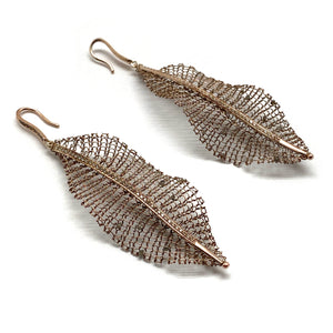 Rose Gold Leaf Earrings-Earrings-Sowon Joo-Pistachios