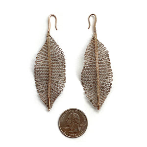 Rose Gold Leaf Earrings-Earrings-Sowon Joo-Pistachios