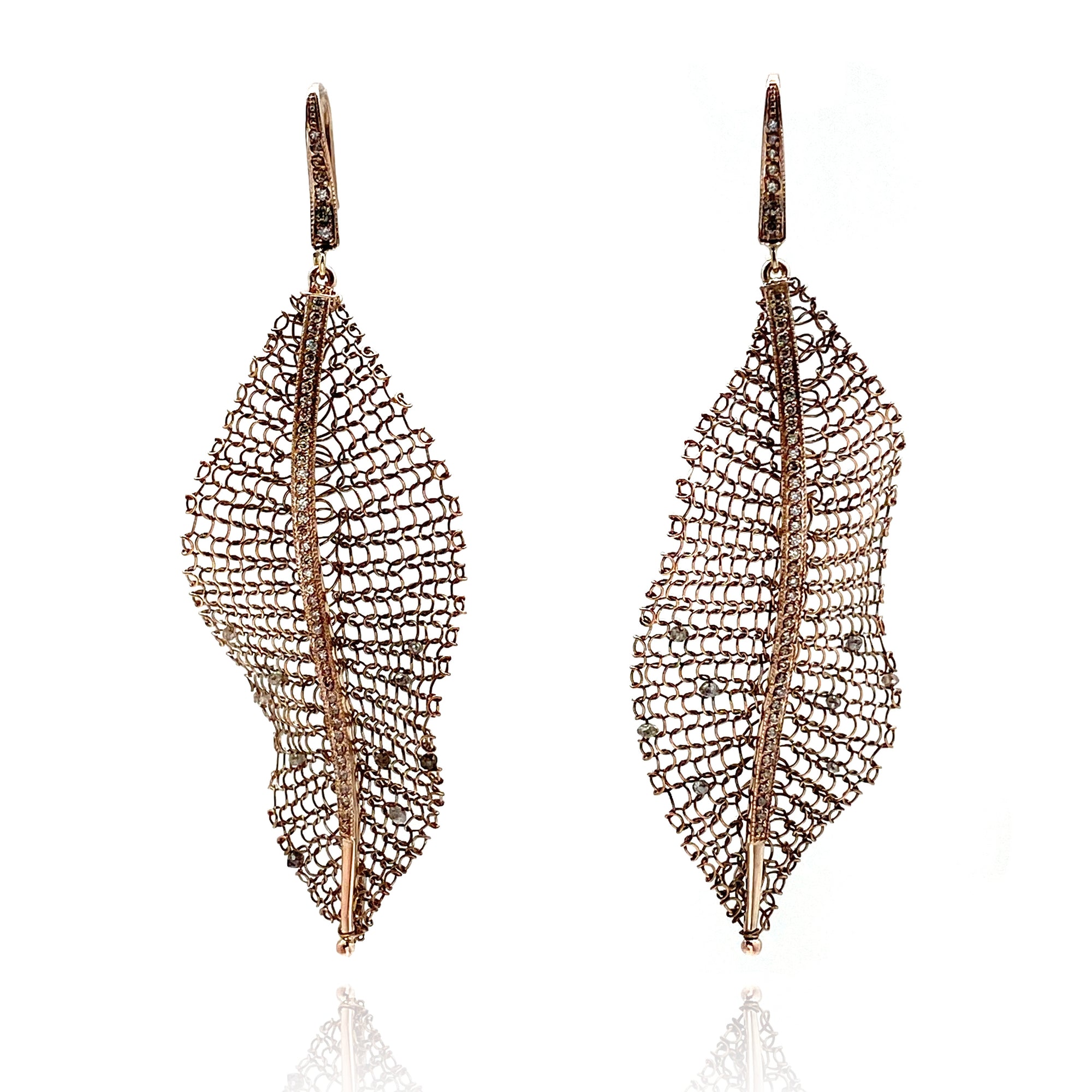 Rose Gold Leaf Earrings-Earrings-Sowon Joo-Pistachios