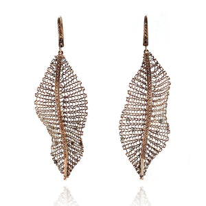 Rose Gold Leaf Earrings-Earrings-Sowon Joo-Pistachios