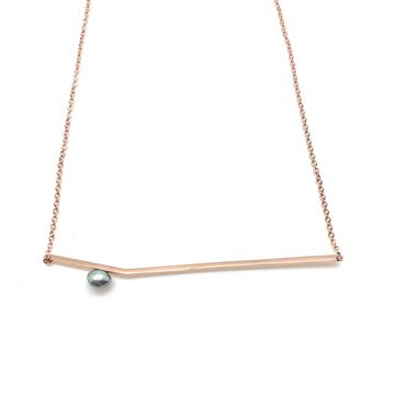 Rose Gold Pearl Line Necklace