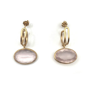 Rose Quartz Gold Hoop Earrings-Earrings-Emily Rogstad-Pistachios