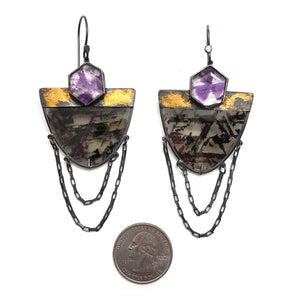 Rosecut Amethyst Drape Earrings-Earrings-Danielle Cadef-Pistachios