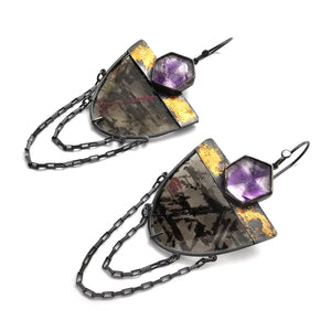 Rosecut Amethyst Drape Earrings-Earrings-Danielle Cadef-Pistachios