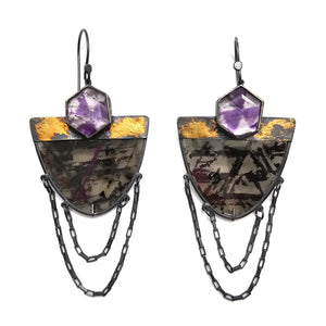 Rosecut Amethyst Drape Earrings-Earrings-Danielle Cadef-Pistachios