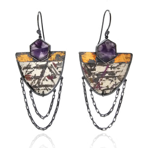 Rosecut Amethyst Drape Earrings-Earrings-Danielle Cadef-Pistachios